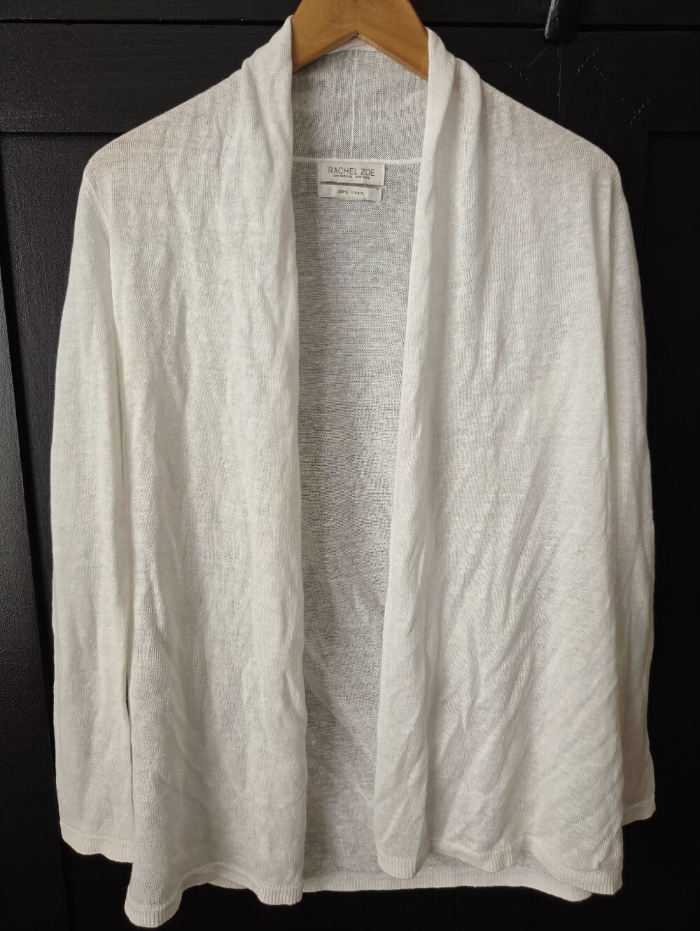 Rachel Zoe White Open-Front 100% Cardigan ~ Size Small